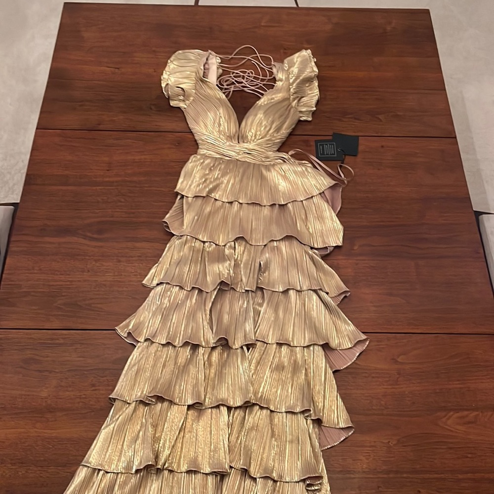 Gold Tiered Mac Duggal Dress